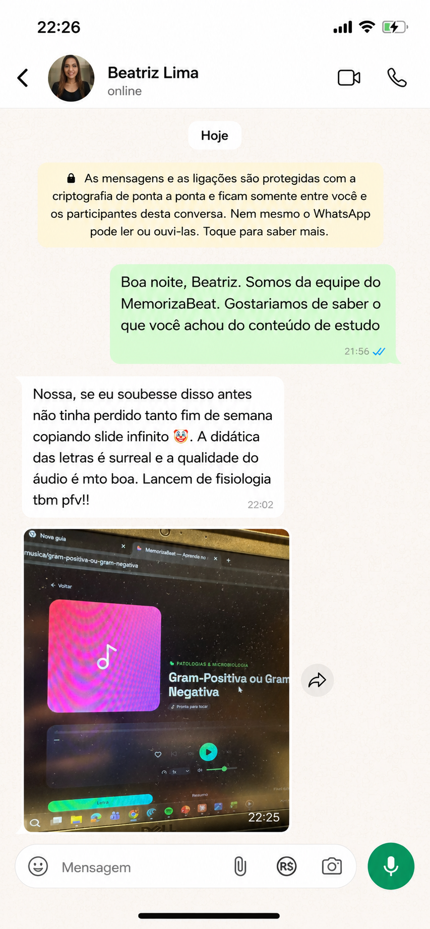 Depoimento de aluna 3